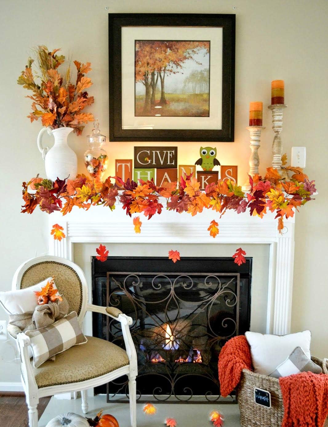 Detalle 2 de DearHouse EEWTE-018 Fall Garland, 2-Pack 7-Color Maple Leaves, 5.9 Feet