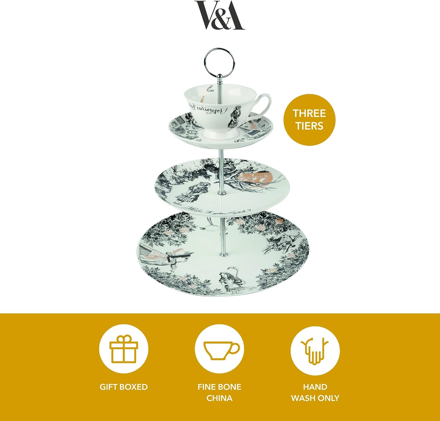 Detalle de Ensemble de gâteaux sur pied à 3 étages V&A Alice au pays des merveilles – Coffret cadeau