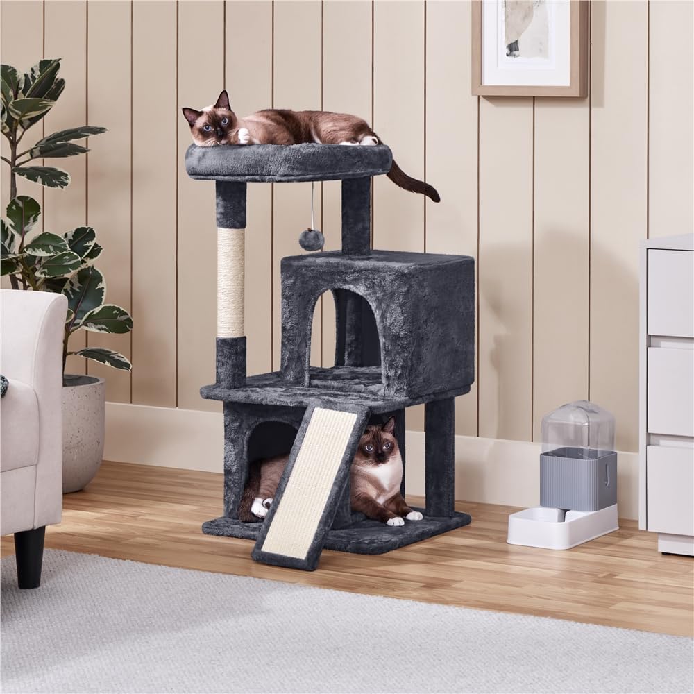 Detalle de Yaheetech Tiragraffi Albero per Gatti con Trespolo Grande su 3 Livelli, Grigio Scuro (49 x 45,5 x 91 cm)