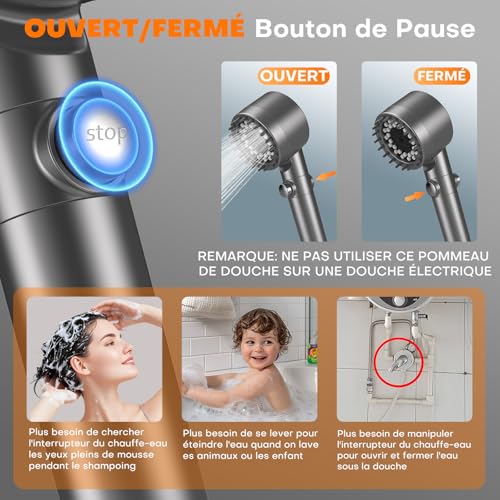 Thumbnail 5 de FEELSO Pommeau de Douche Anti Calcaire - Filtre à 15 Couches, Haute Pression