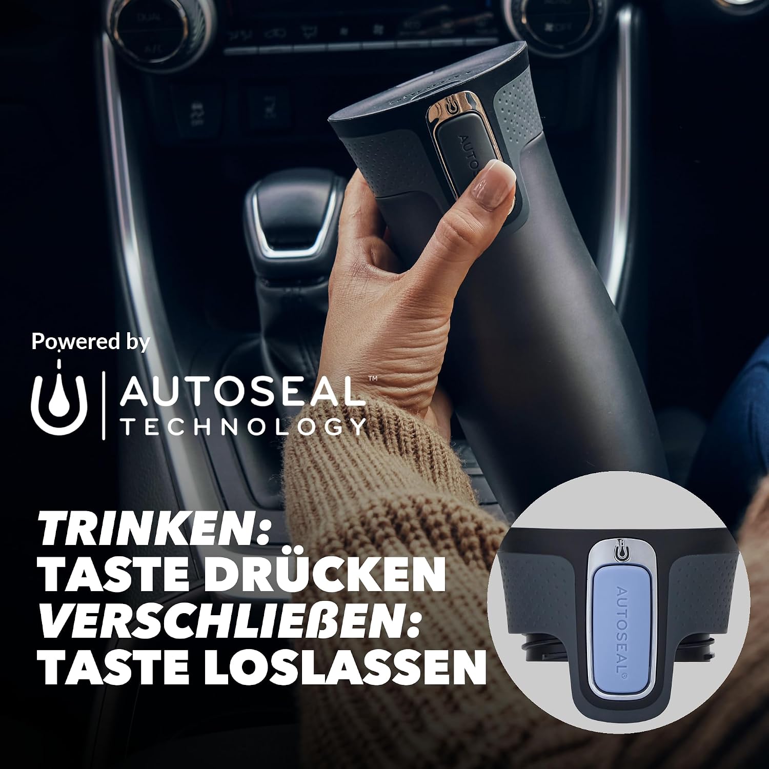 Detalle de Contigo West Loop Autoseal Edelstahl Thermobecher – 470 ml, auslaufsicher