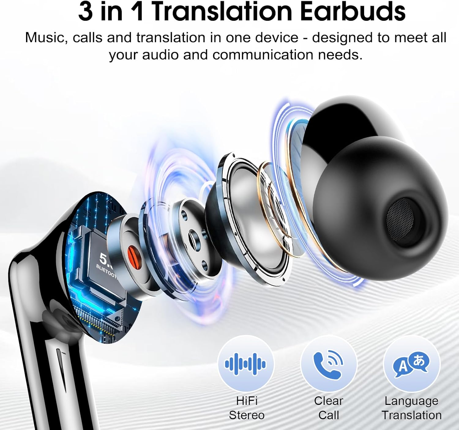 Detalle 2 de Csasan 164 translation earbuds with Bluetooth 5.3