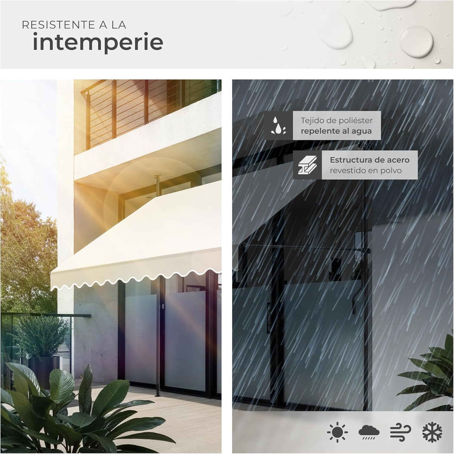 Thumbnail 3 de tectake® Toldo Terraza Manual 300 cm Beige ☀️ Resistente a UV y Agua