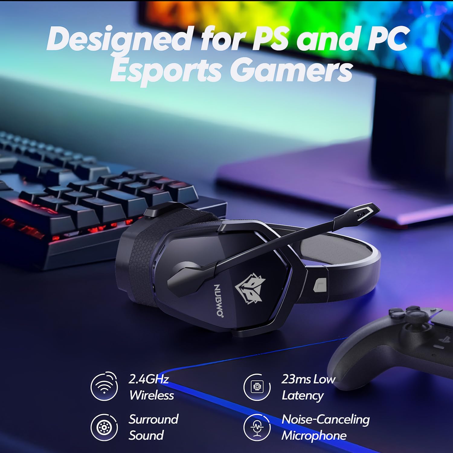 Thumbnail 1 de NUBWO G06 cuffie gaming wireless 7.1, 100+ ore