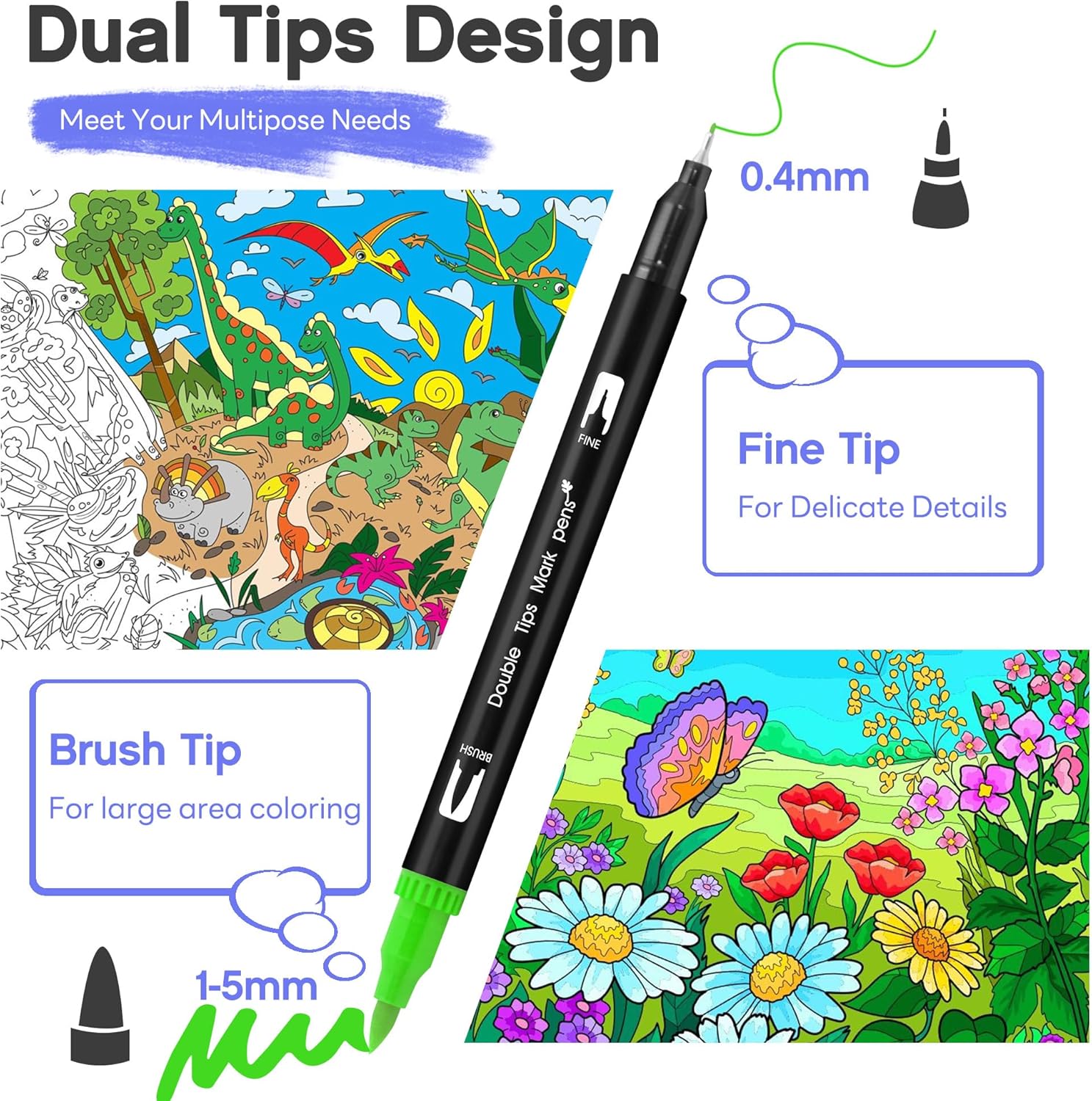 Thumbnail 1 de Kebuye Colouring Pens Dual Brush Tip – 72 Colour Set for Drawing, Sketching and Journaling