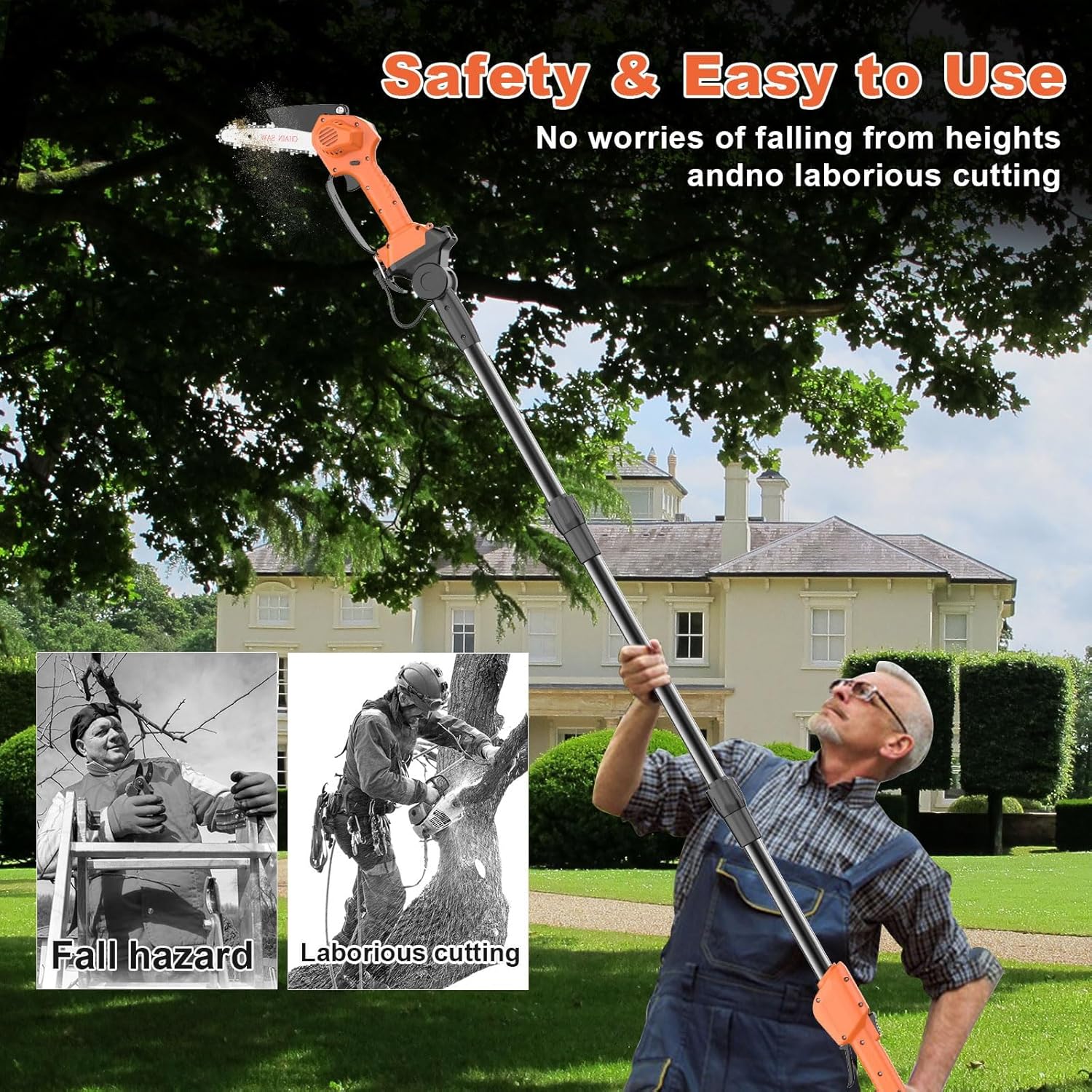 Thumbnail 6 de Cordless Pole Saw 12.47Ft – 2 in 1 Long Reach Saw & Handheld Chainsaw (6'')