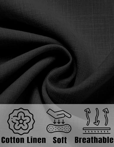 Detalle 1 de COOFANDY Linen Short Sleeve Beach Shirt – Black, XXL