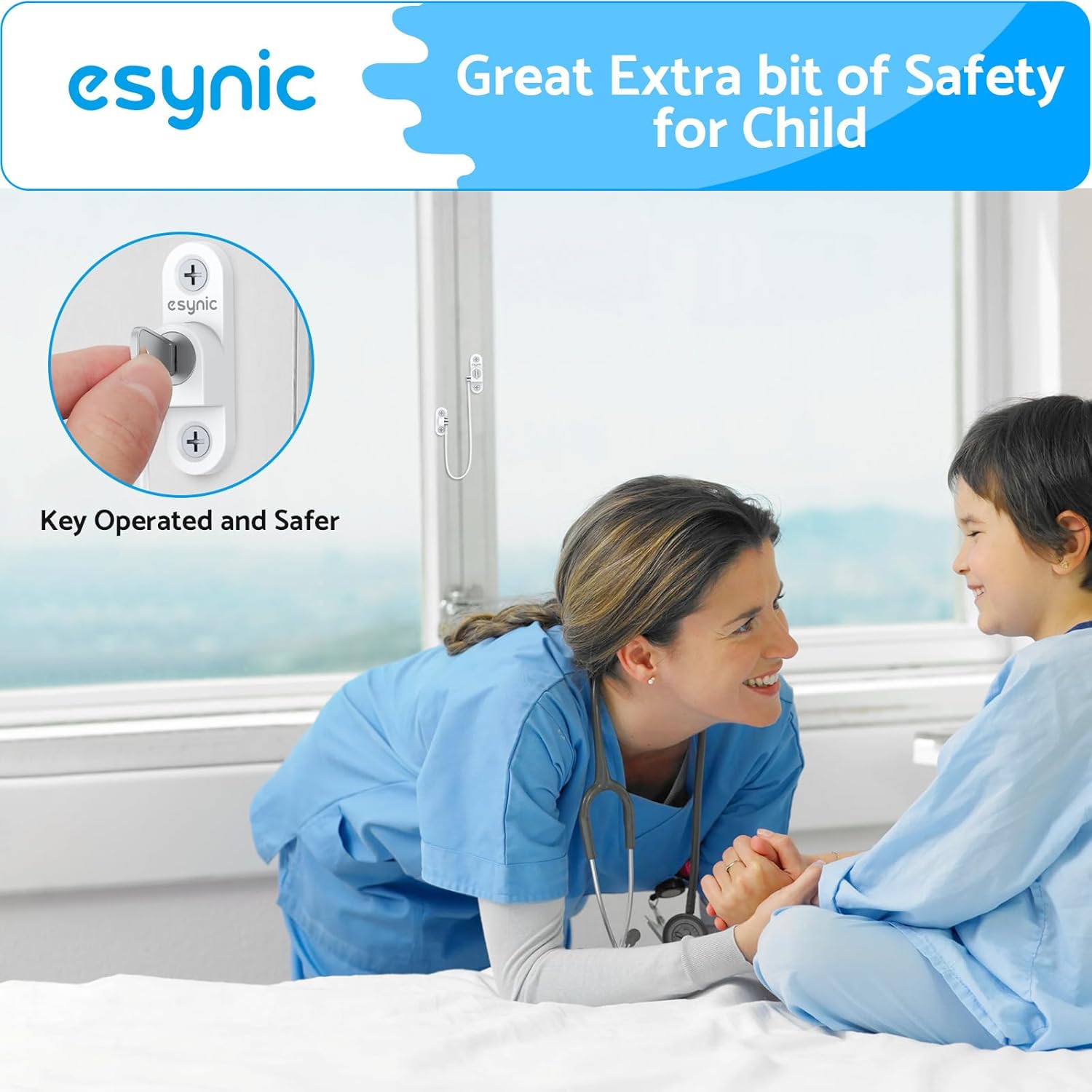 Thumbnail 3 de eSynic 8 Pack Solid Window Locks for Child Safety (Zinc Alloy & Stainless Steel) – Key-Operated Window Restrictors