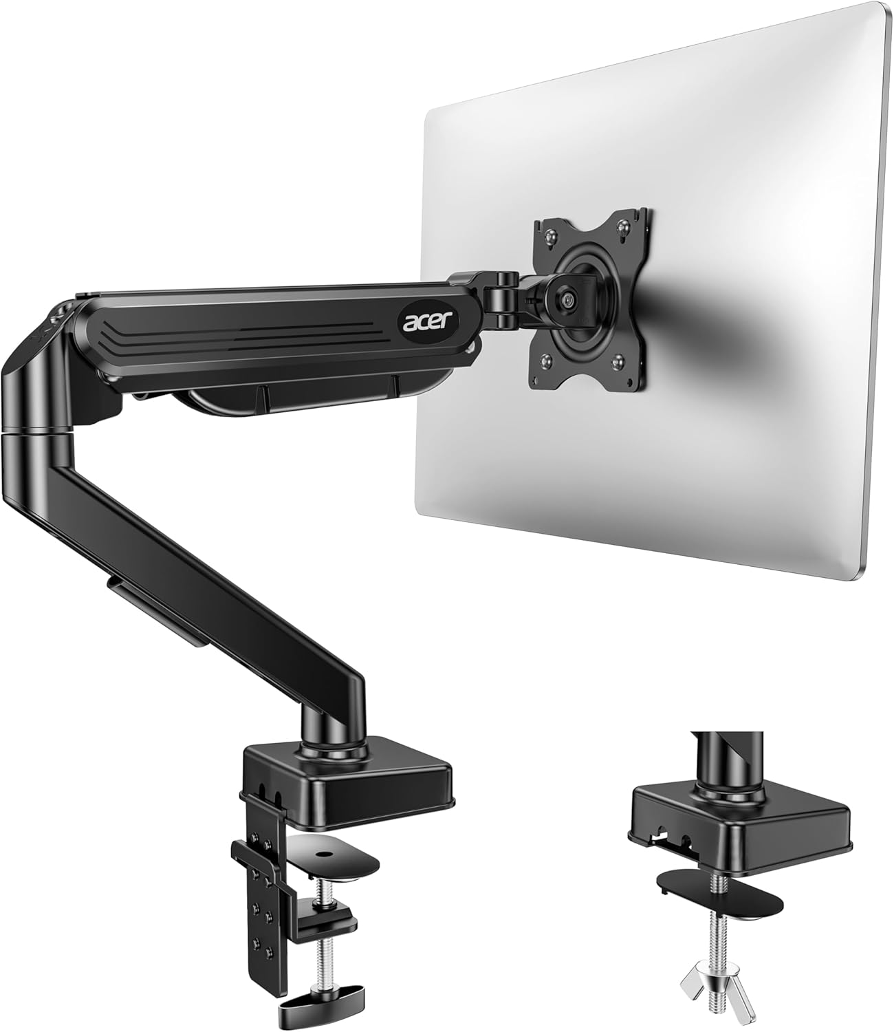 Detalle de Acer single monitor arm desk mount (17–34 inch) with gas spring, tilt/swivel/rotate, VESA 75/100