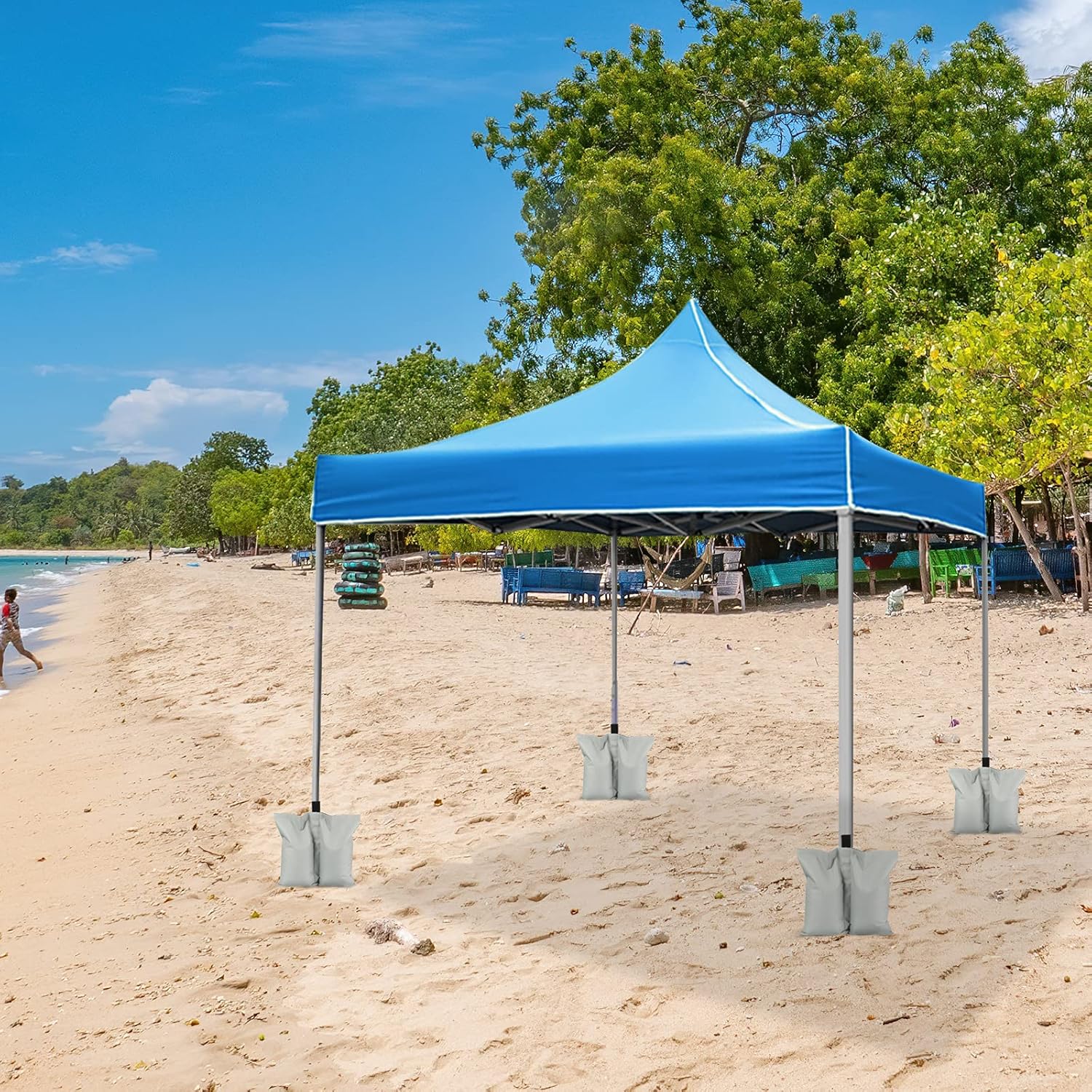 Thumbnail 5 de RIOGOO set da 4 sacchi di sabbia per gazebo/tenda pop up con doppia cucitura e chiusura doppia zip