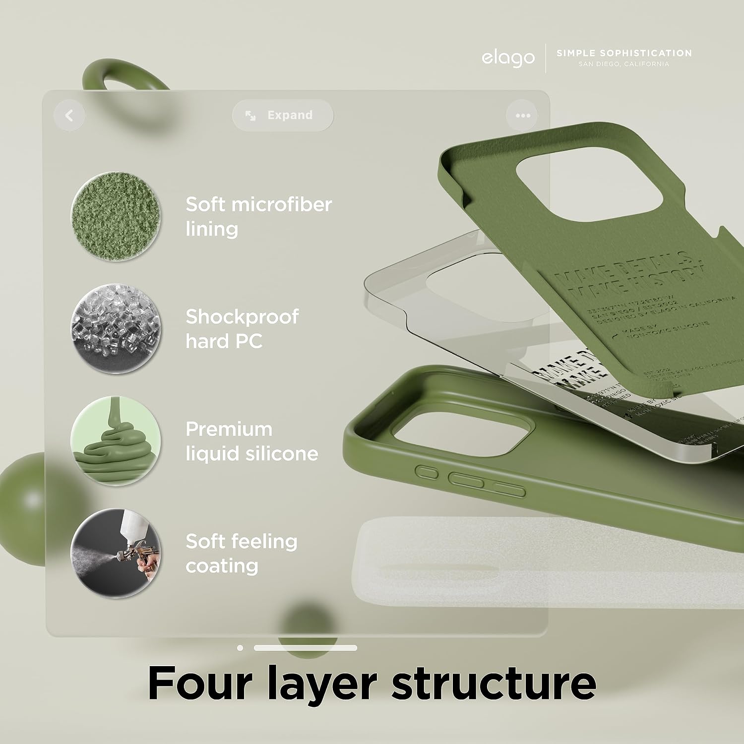 Detalle 2 de elago Coque Silicone Liquide iPhone 15 Pro Max protection intégrale 4 couches