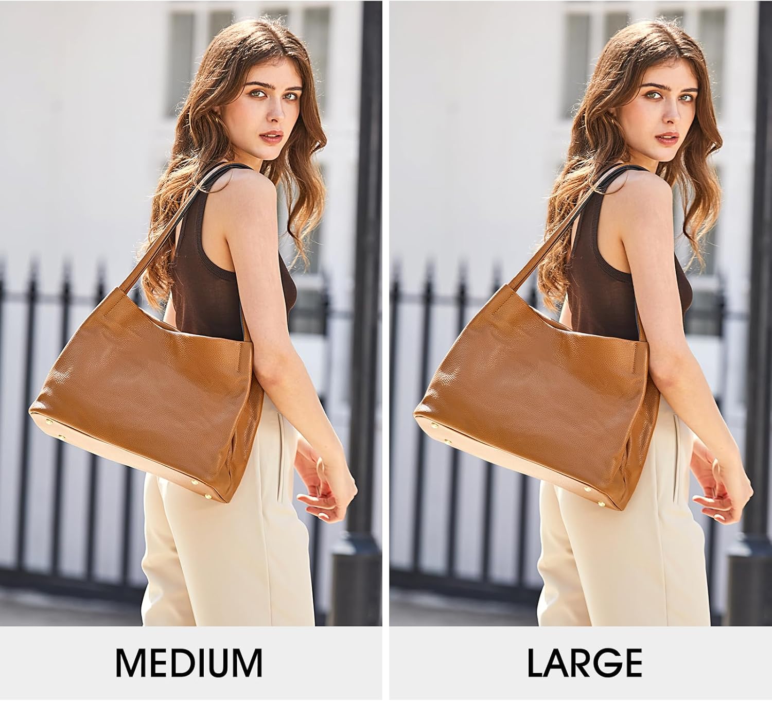 Detalle 2 de Kattee sac fourre-tout en cuir véritable souple pour femme – pratique et élégant