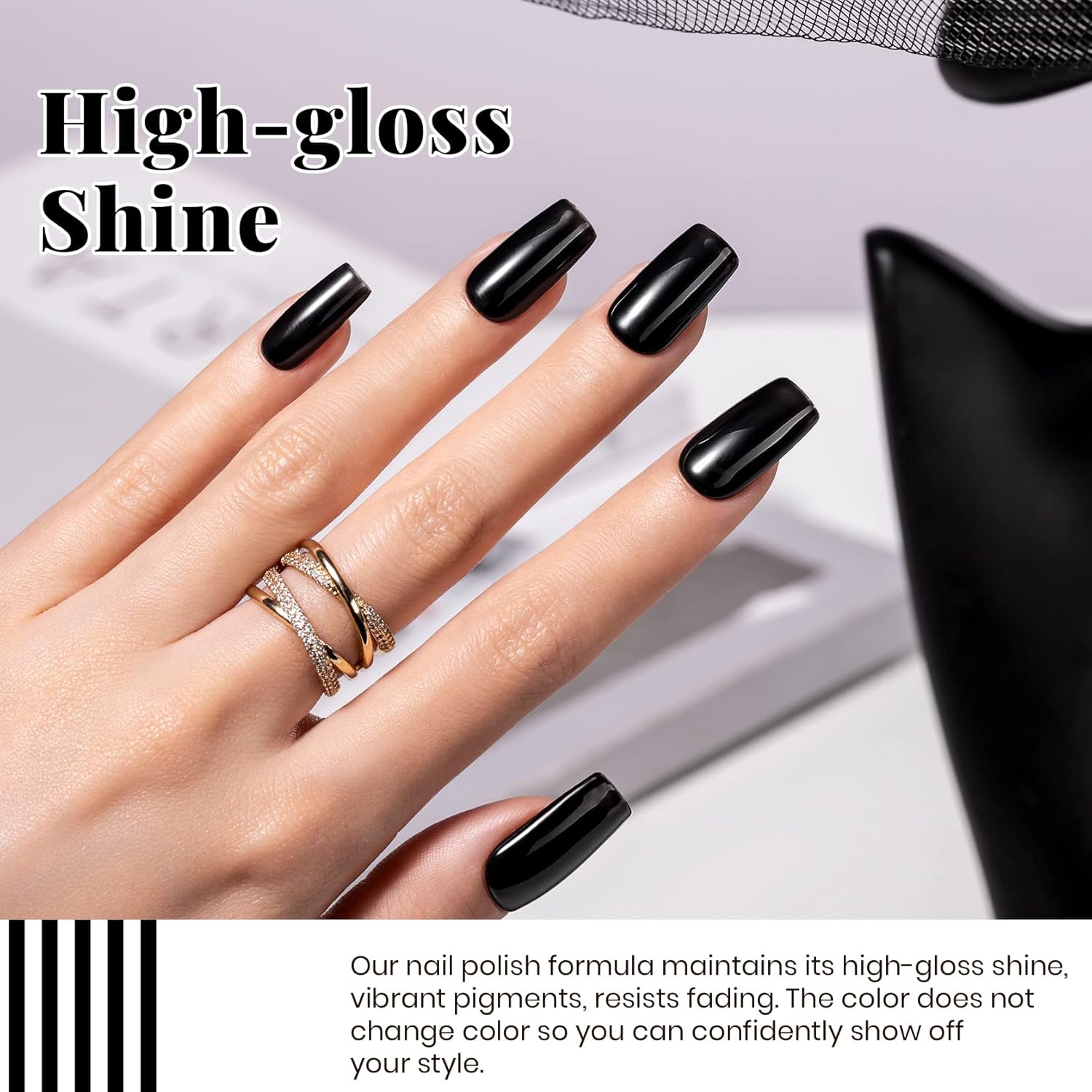 Detalle 2 de Beetles Black White Gel Polish Set (2 Pack, 15ml) for French Nails & DIY LED Manicures