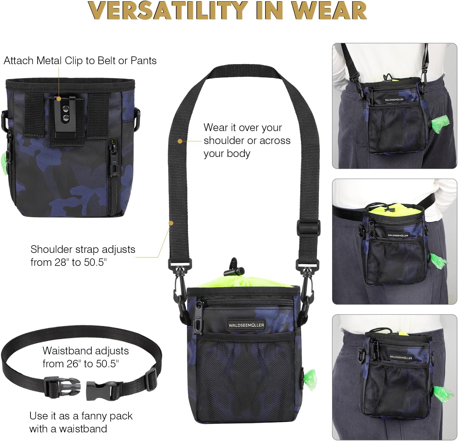 Thumbnail 4 de Waldseemüller Dog Treat Pouch with Removable Silicone Snack Bag and Three Ways to Wear