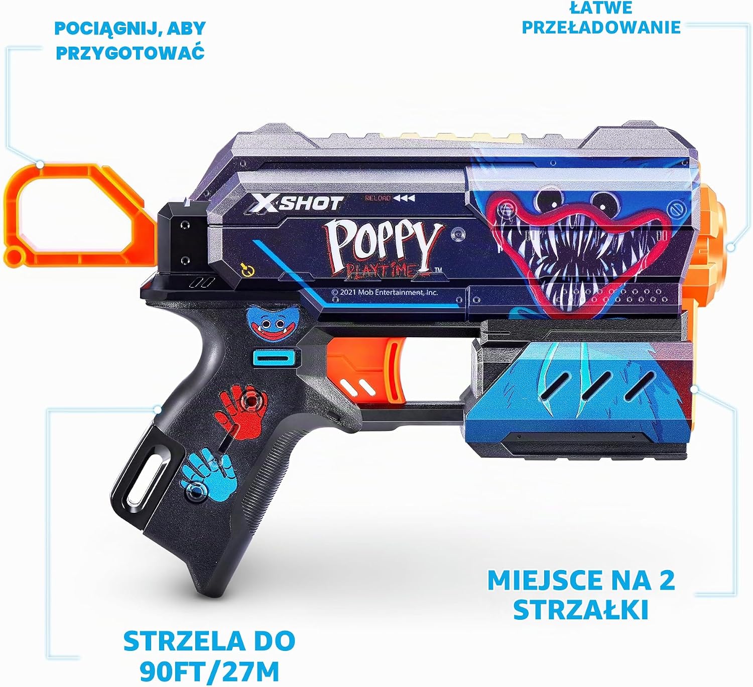Detalle de X-Shot Skins Flux 36702 – zestaw 2 blasterów Poppy Playtime, 16 rzutek