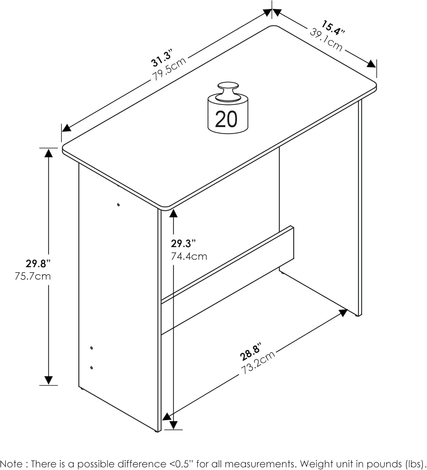 Thumbnail 2 de Furinno Study Table, White – compact, sturdy and budget-friendly