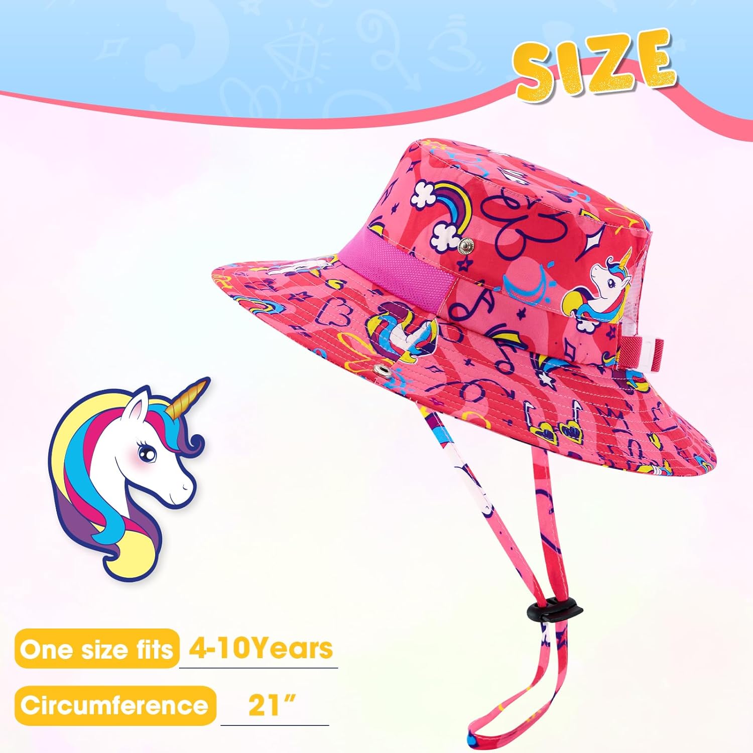 Thumbnail 1 de WAWSAM Kids Girls Sun Hat with UPF 50+ UV Protection, Adjustable Bucket Cap (Unicorn)
