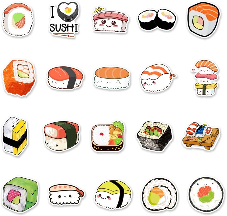 Thumbnail 1 de AUCEKO 50er Set japanische Food-Aufkleber – wasserdichte Vinyl-Sushi-Sticker für Laptop & mehr
