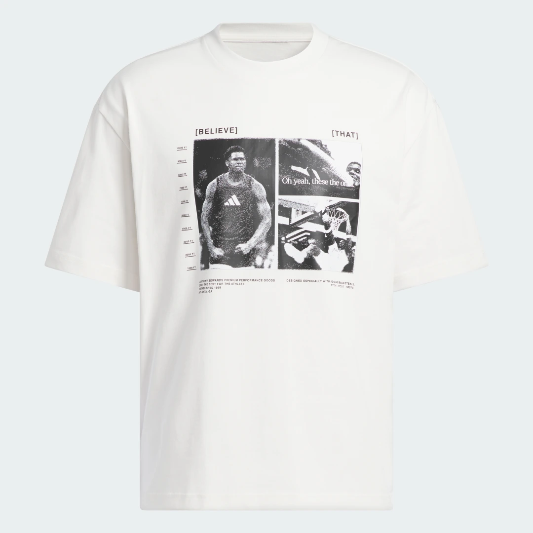 Detalle 2 de Camiseta Anthony Edwards de Adidas (blanca)