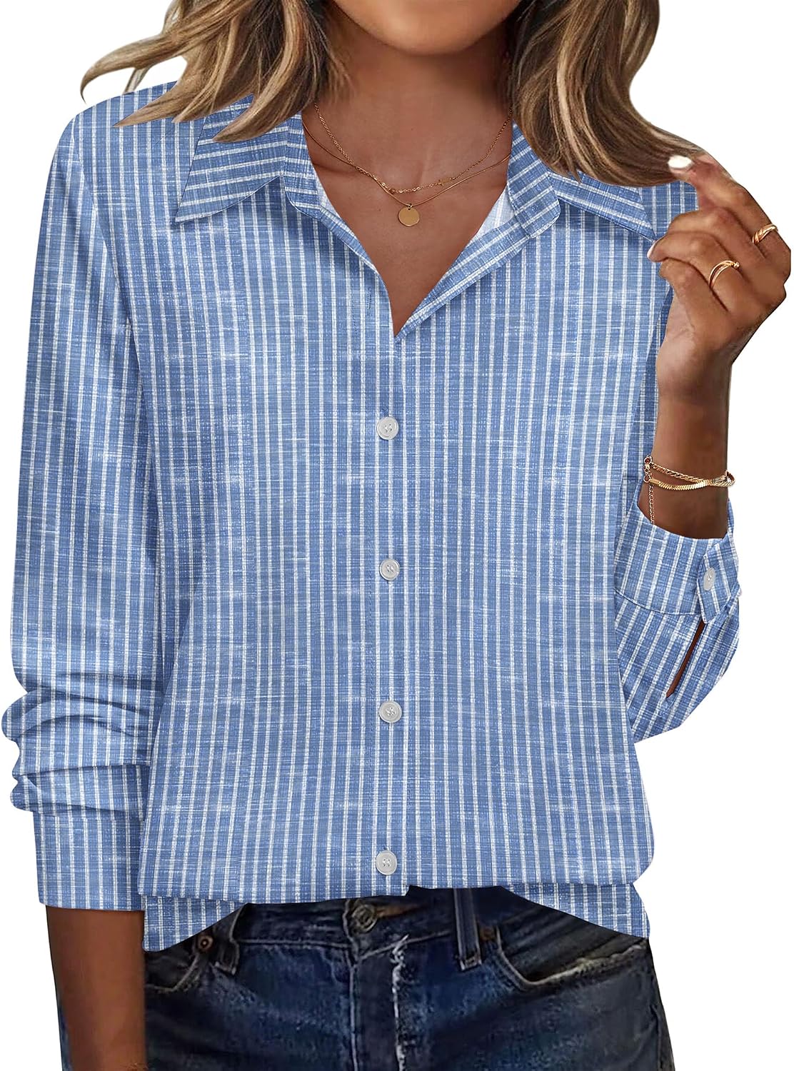 Detalle de Zeagoo Women's Dressy Long Sleeve Button-Down Blouse