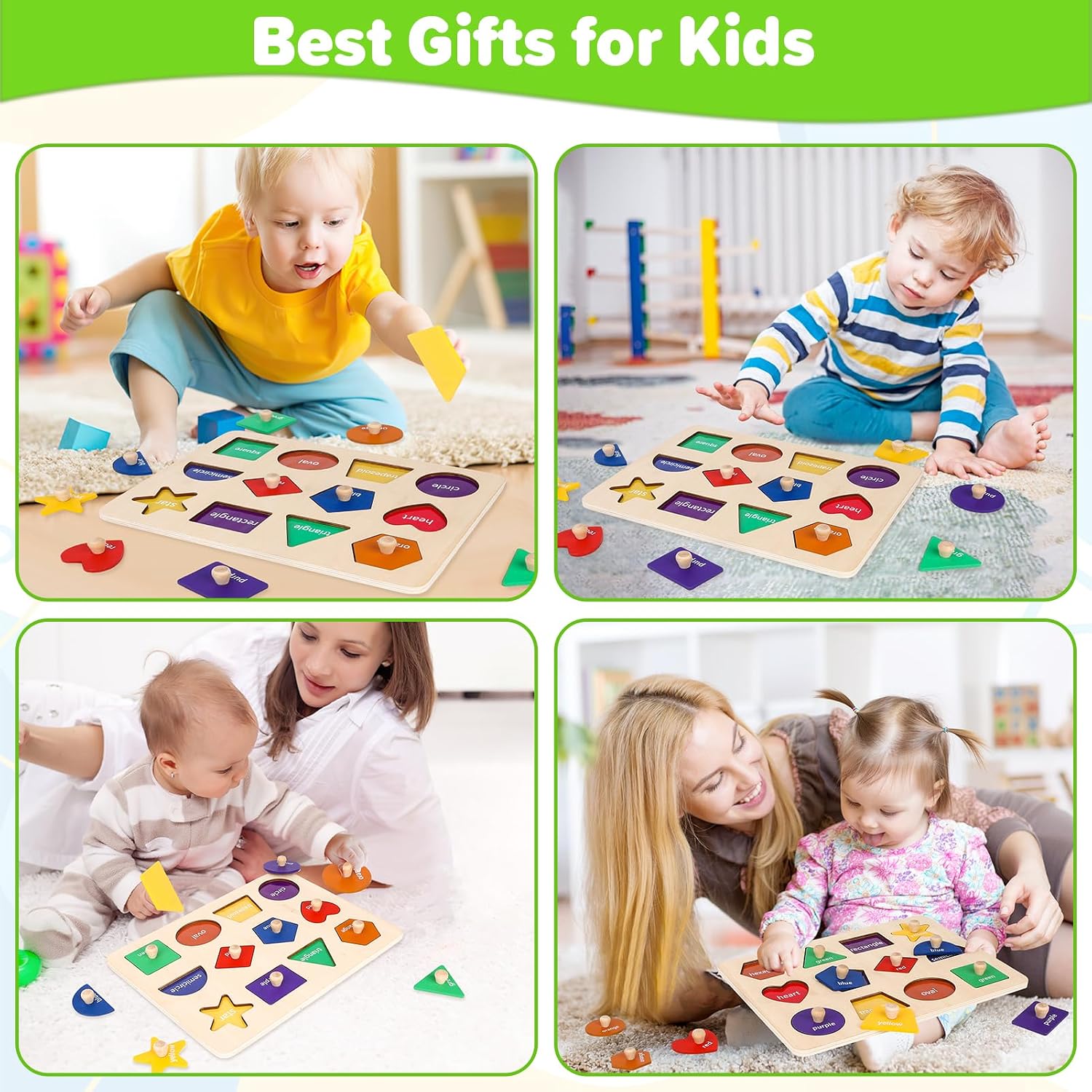 Thumbnail 6 de Jumlys Montessori Wooden Shape Puzzle 12-piece