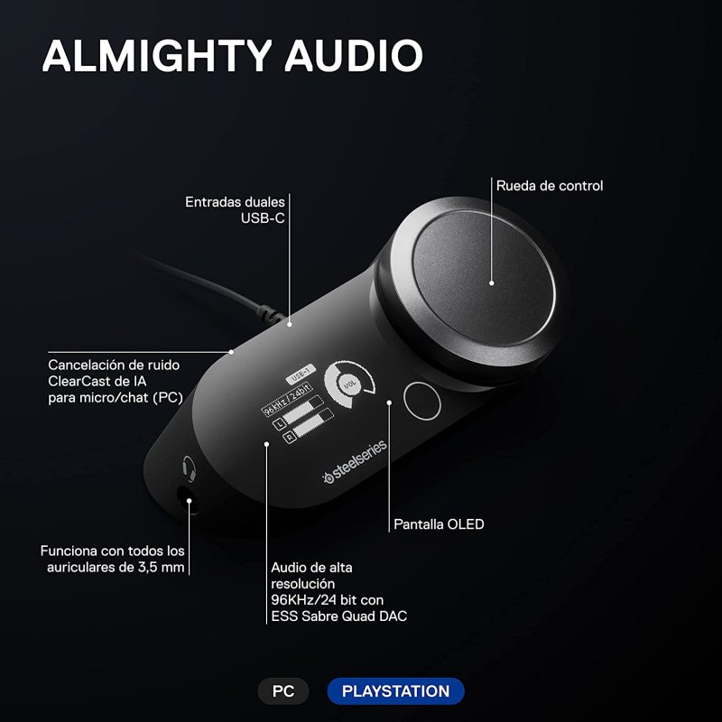 Detalle de SteelSeries GameDAC Gen 2: Amplificador de Audio de Alta Resolución