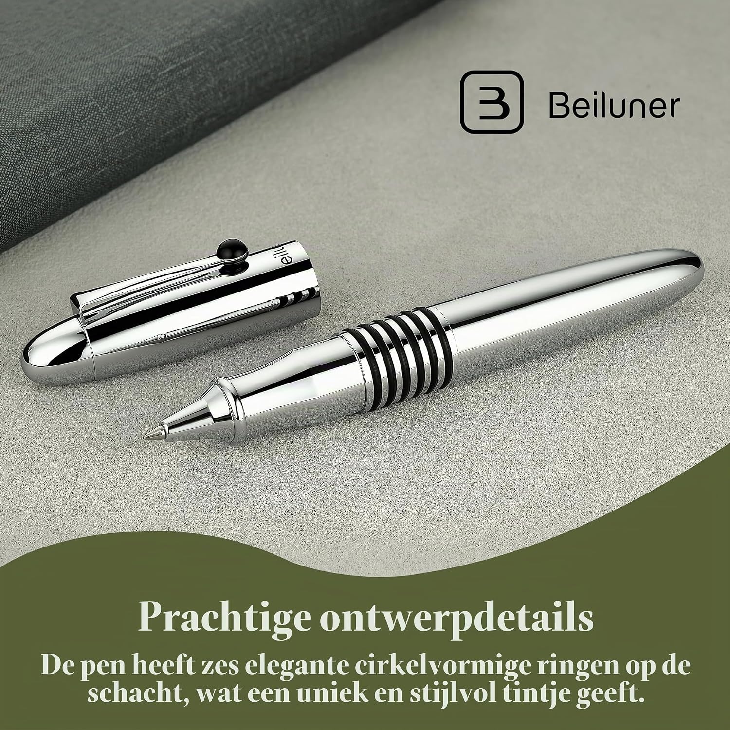 Detalle de BEILUNER 320 BL-320-CR rollerpen van messing met chroomafwerking