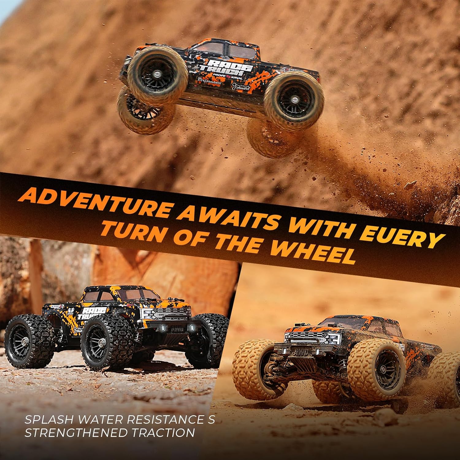 Detalle de HAIBOXING 18859E 1:18 RC Monster Truck, 4WD, 36 km/h, Oil-Filled Shocks