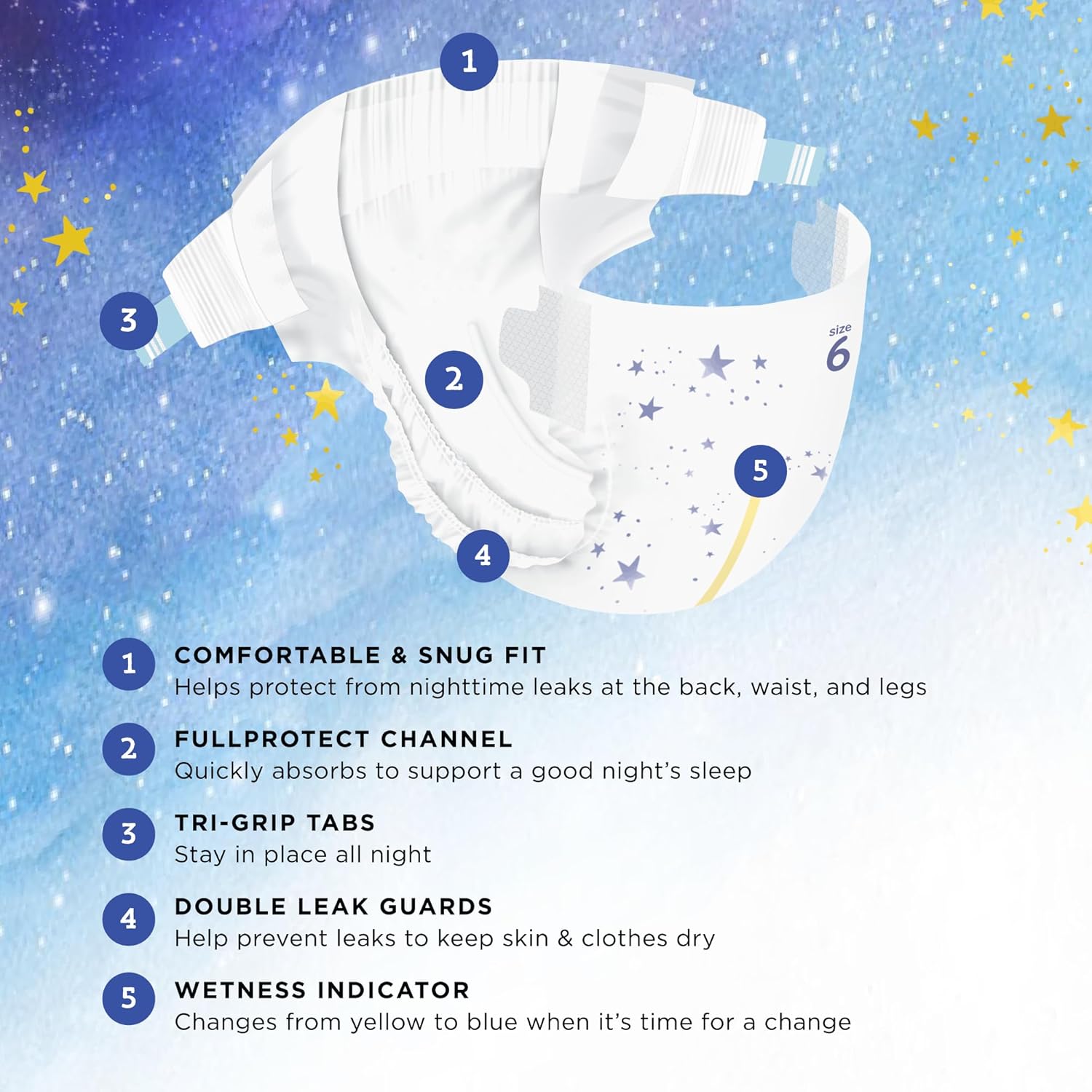 Detalle de Amazon Brand - Mama Bear Overnight Diapers Size 6 (54 Count)