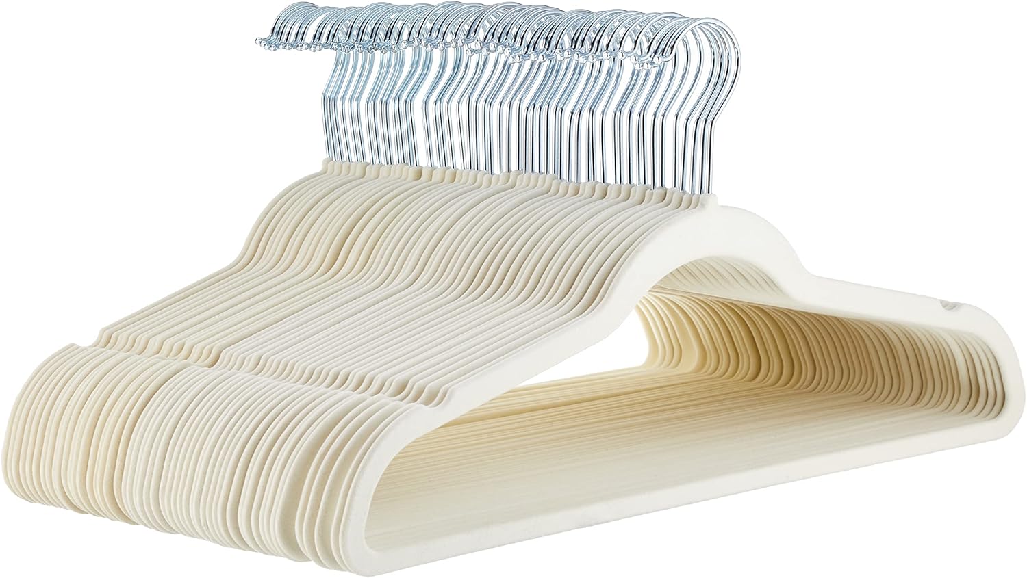 Detalle de Amazon Basics Perchas de Terciopelo para Trajes - Paquete de 50, Marfil