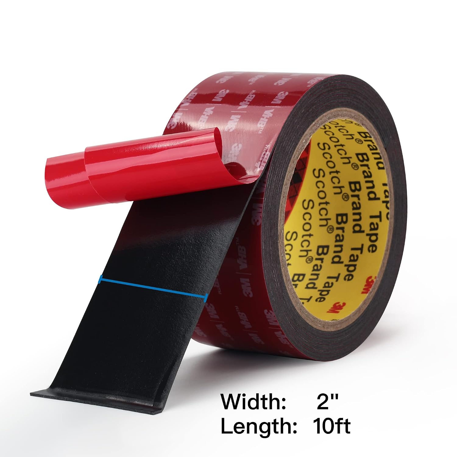 Detalle de Bulina JD5925503 Double-Sided Mounting Tape, Black Acrylic Foam, 2 in × 10 ft