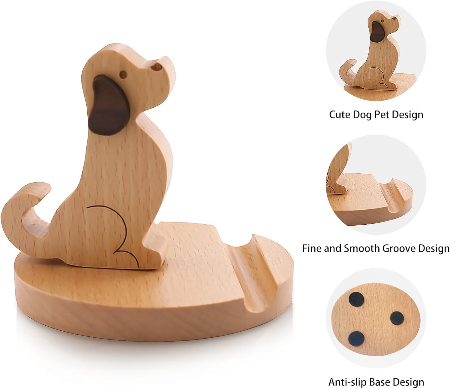 Thumbnail 4 de IHONYI wooden phone stand for dog lovers