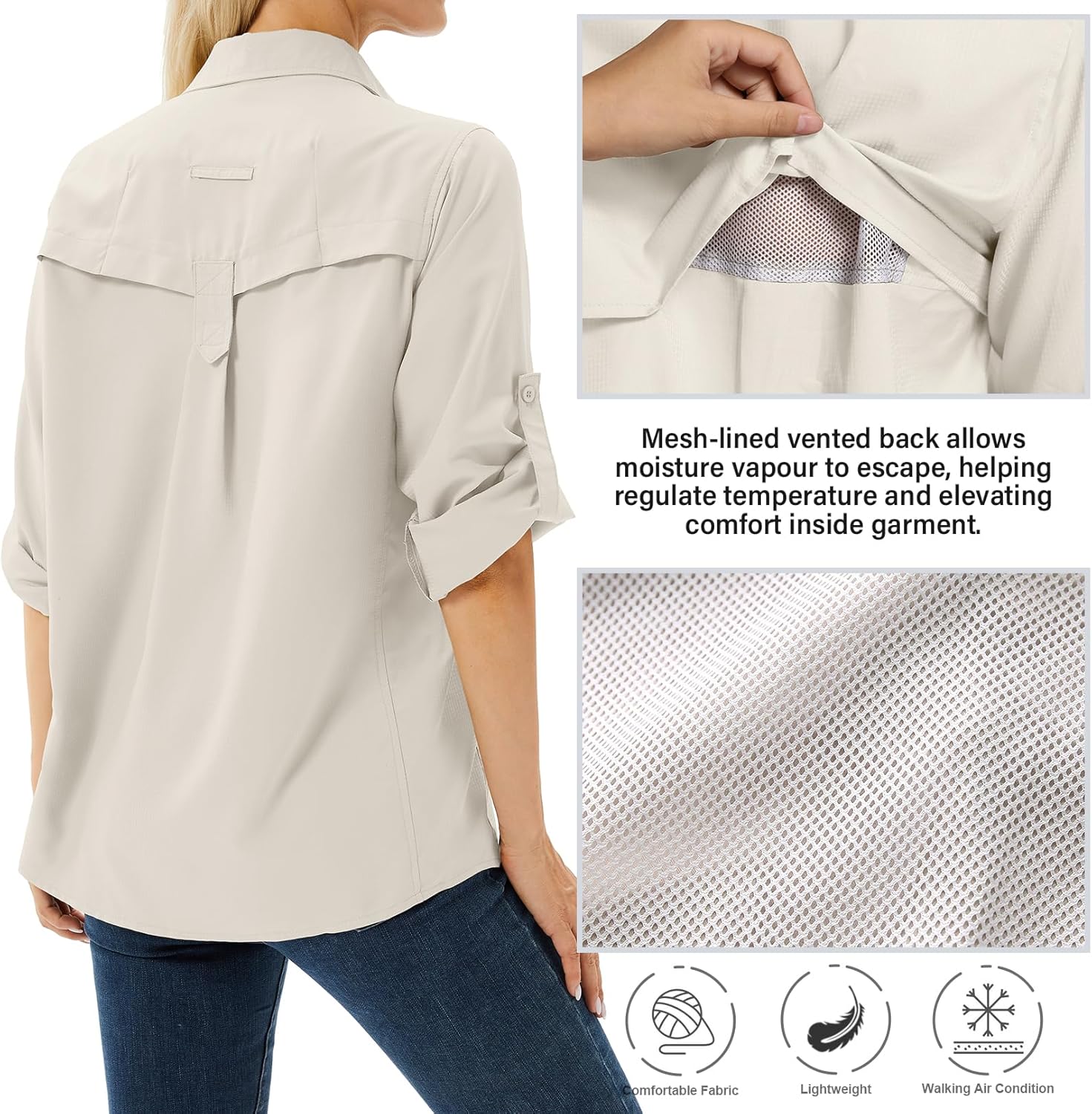 Thumbnail 1 de Yeyity Damen Outdoor Langarmshirt mit UPF 50+ – Hemdbluse, schnell trocken, UV-Schutz und Vielseitigkeit