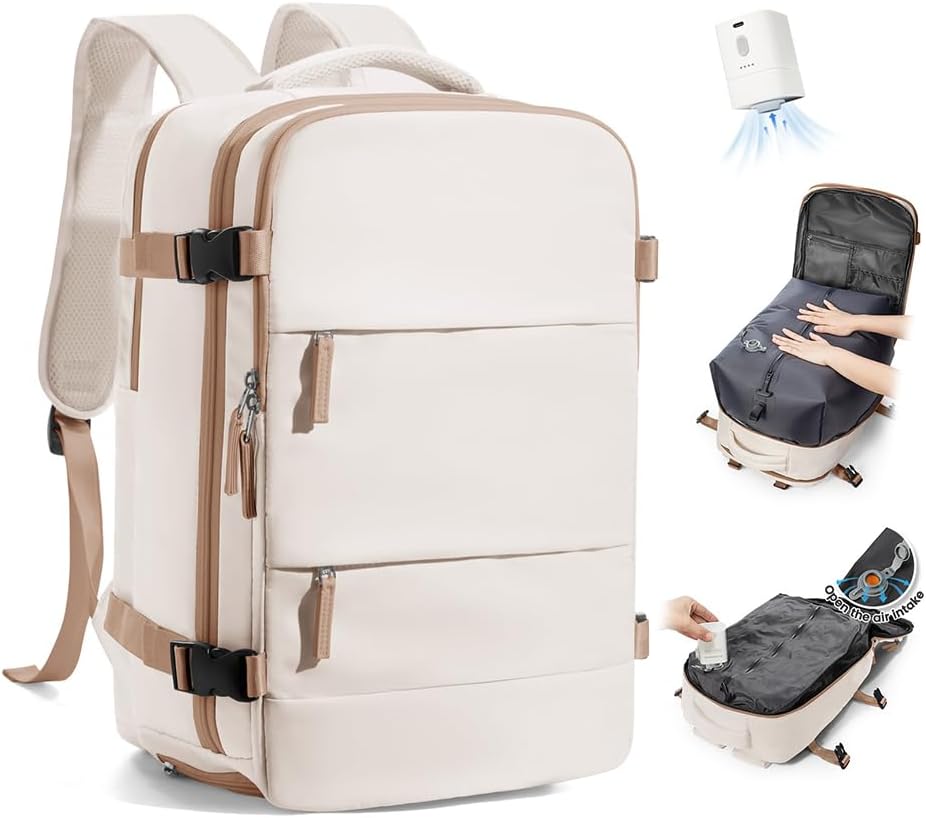 Detalle de SZLX Vacuum Backpack Travel Bag with Pump — Cabin‑Size 40x30x20, Ryanair/Wizz Air Ready