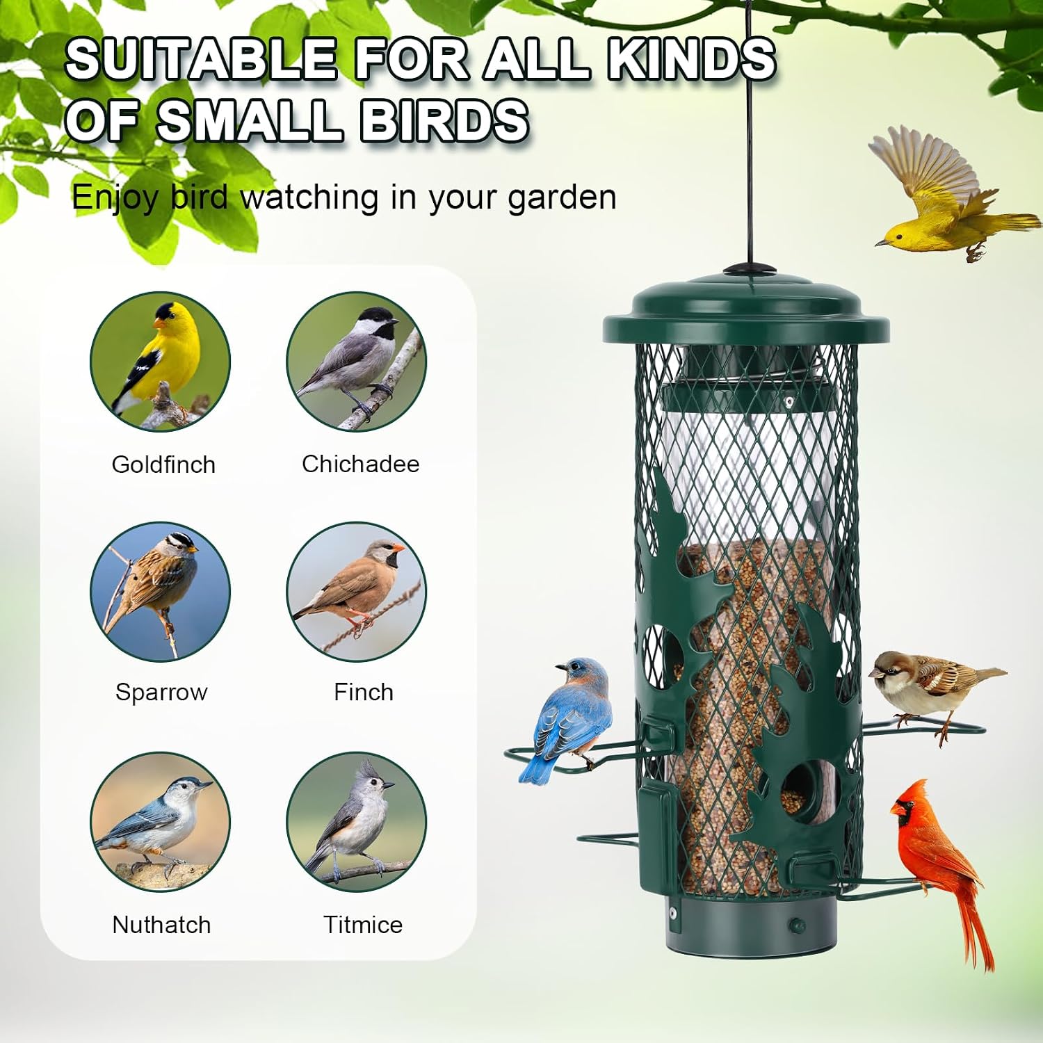 Thumbnail 6 de Gbekery LY-YXSY-13IN-1 Metal Hanging Bird Feeder, 4 Ports, Green