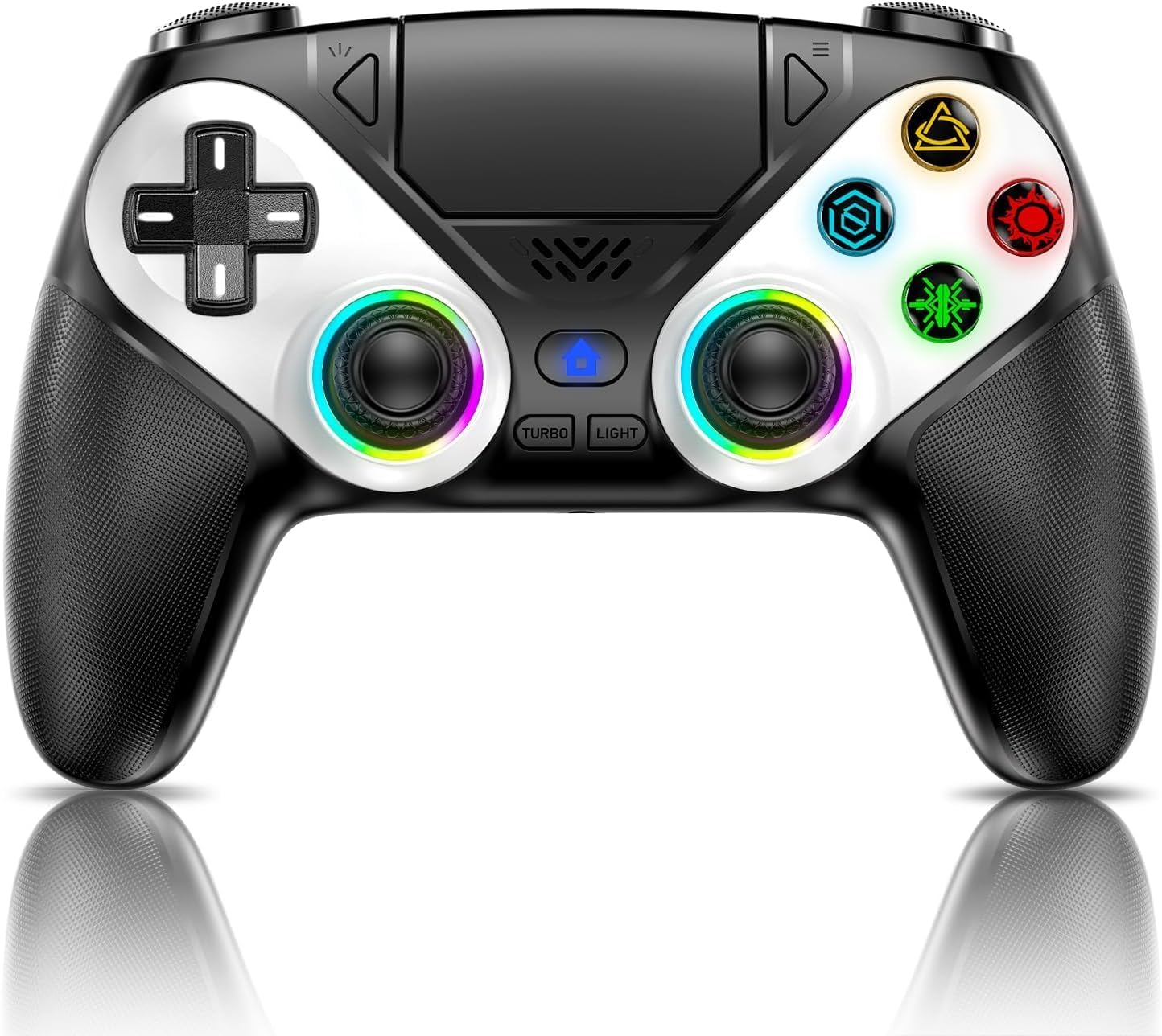 Detalle de Dinosoo RGB Wireless Controller für PS5/Pro/Slim/PC – vielseitig, konfigurierbar und mit RGB-Beleuchtung