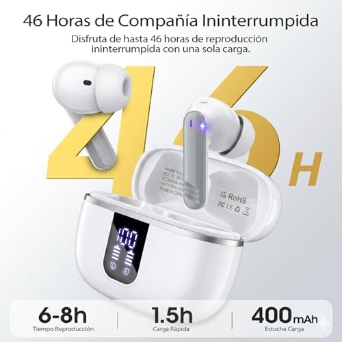 Thumbnail 5 de OWMSIC W70 Pro: Auriculares Inalámbricos Bluetooth 5.4 con 46 h de autonomía y Pantalla LED (IPX7) en Blanco