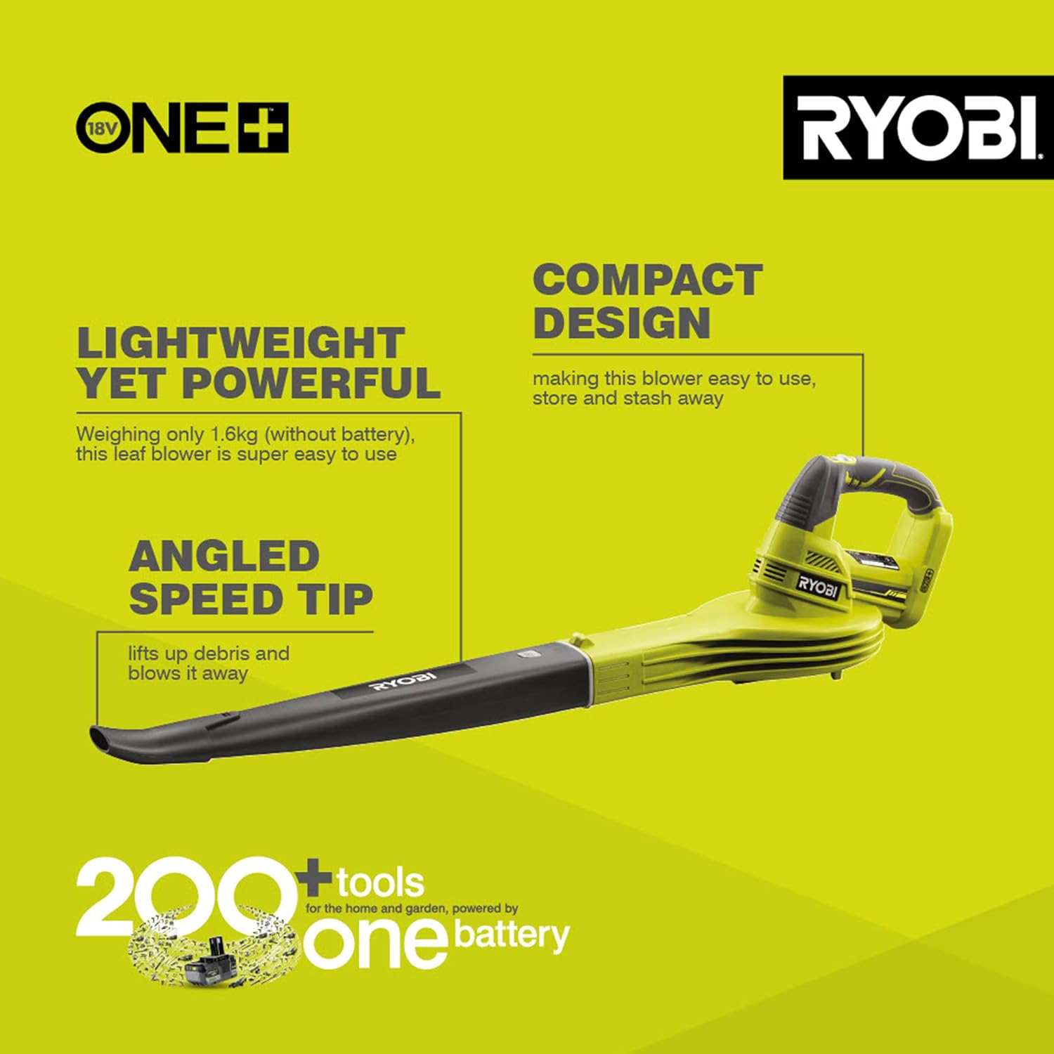Detalle de Ryobi OBL1820S cordless blower 245 km/h