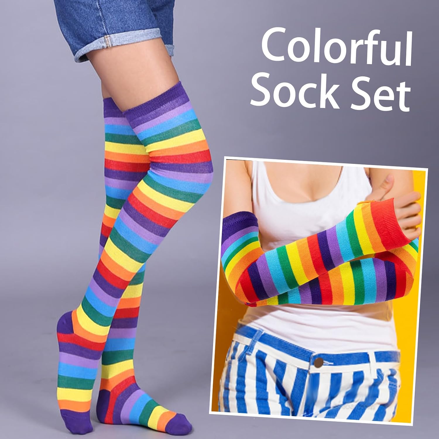 Thumbnail 5 de CWENDANER Regenbogen High Overknee 53 cm
