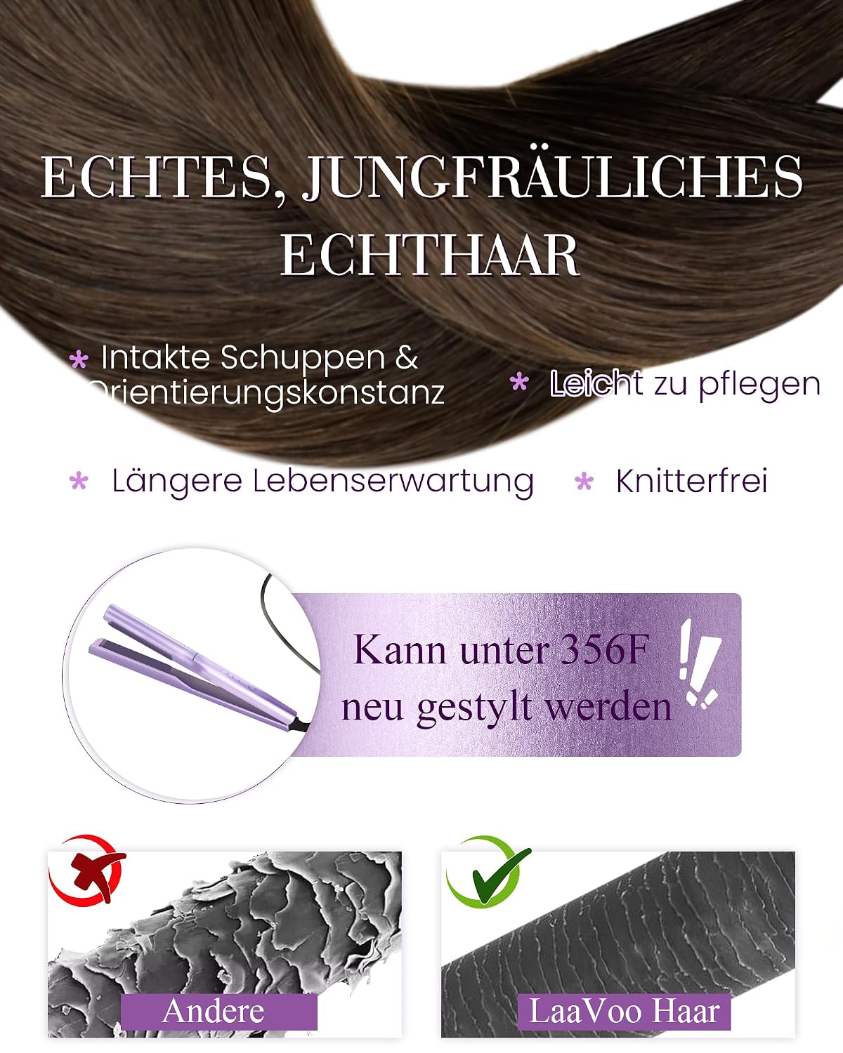 Detalle 2 de Echthaar-Bondings 50 g dunkelbraun
