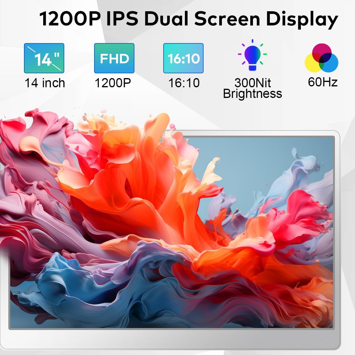 Thumbnail 1 de FQQ 14" Laptop Screen Extender (FHD IPS) Triple-Screen Portable Monitor for 12"–16.5" Laptops