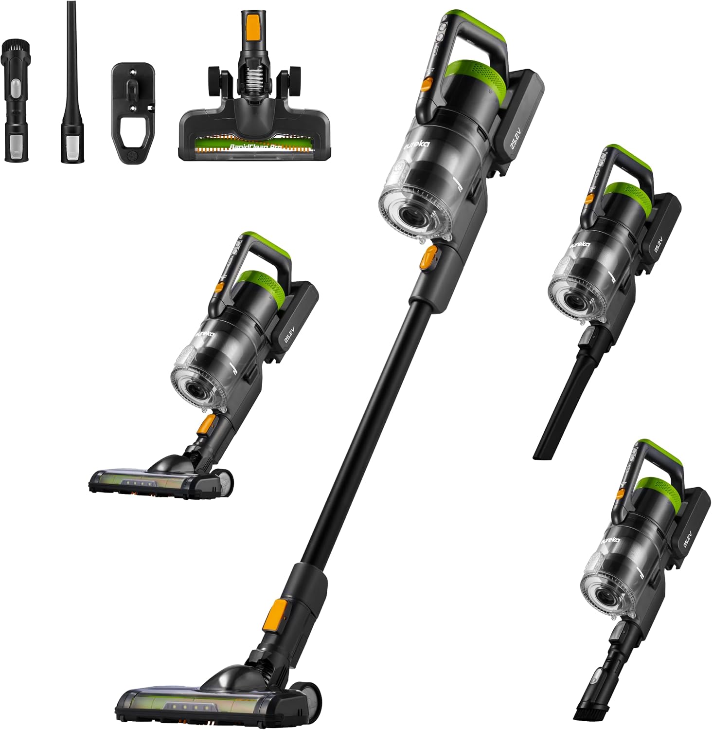 Detalle de Eureka NEC285GR Cordless Stick Vacuum, 250W Motor, LED Headlight, 40-Minute Runtime