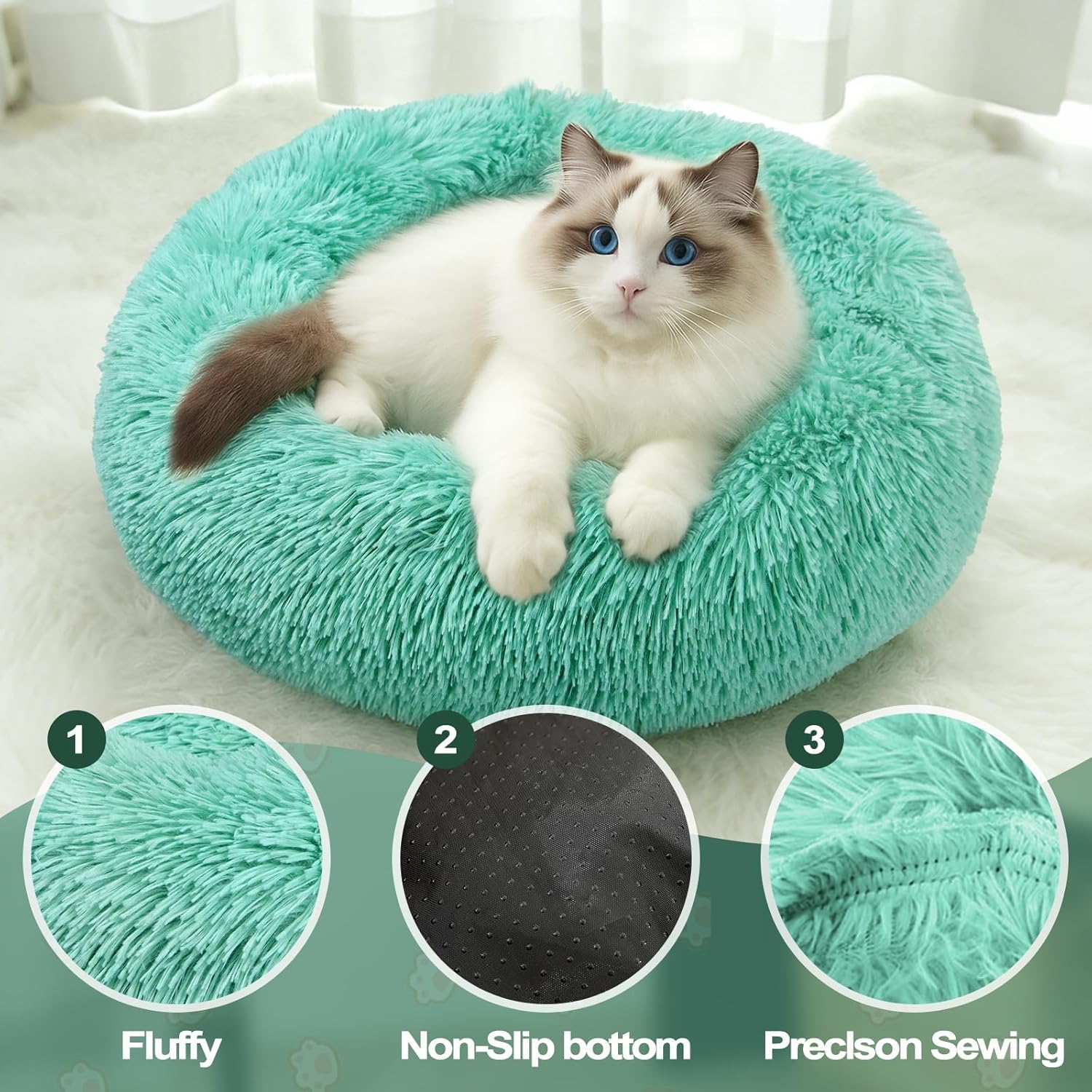 Detalle de DONWEI Donut Bed 50x50cm calming dog bed