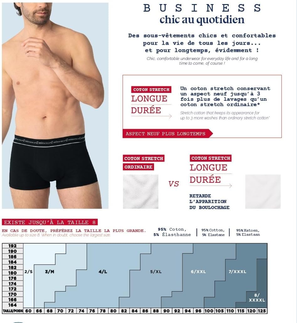 Thumbnail 5 de Eminence – Lot de 6 Boxers Homme Business en Coton Premium et Elasthanne, Tissage stretch et coutures doublées