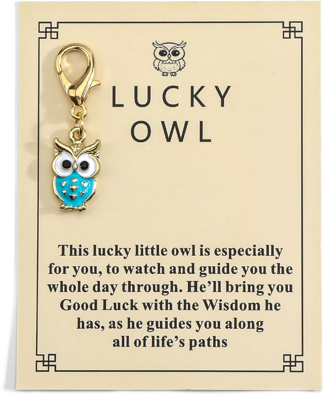 Gallkeat Good Luck Owl Keychain with Inspirational Card