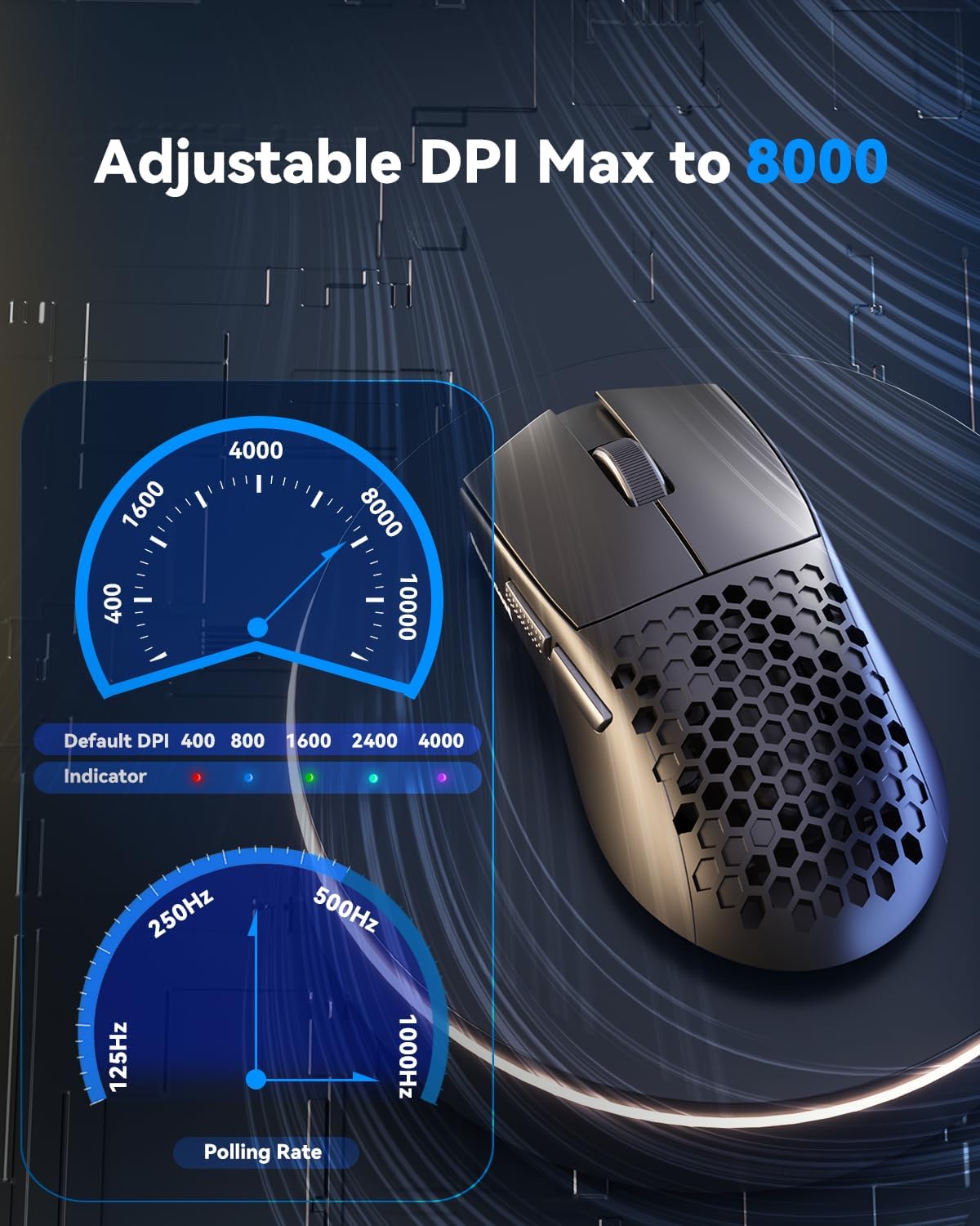Detalle 2 de Redragon M725 Wireless Gaming Mouse, 49g Honeycomb Shell, 8,000 DPI