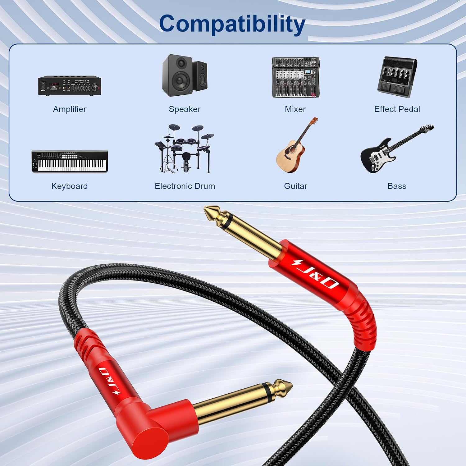 Detalle 1 de J&D JD000892 TS Instrument Cables, 2-Pack, Red, 15 Feet