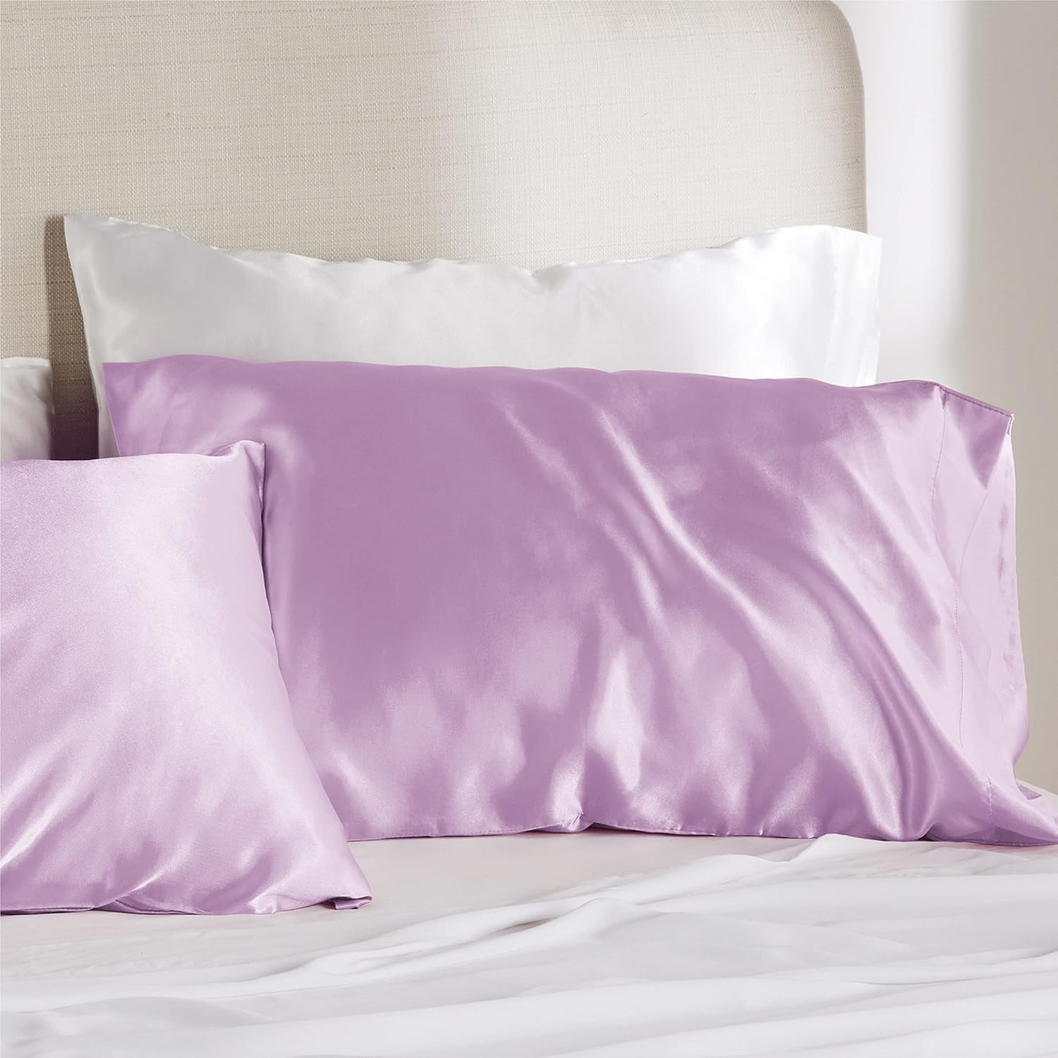 Thumbnail 4 de Bedsure Satin Pillowcase for Hair (Similar to Silk) – Cooling Pillow Cases, 2 Pack with Envelope Closure, Misty Lilac Purple