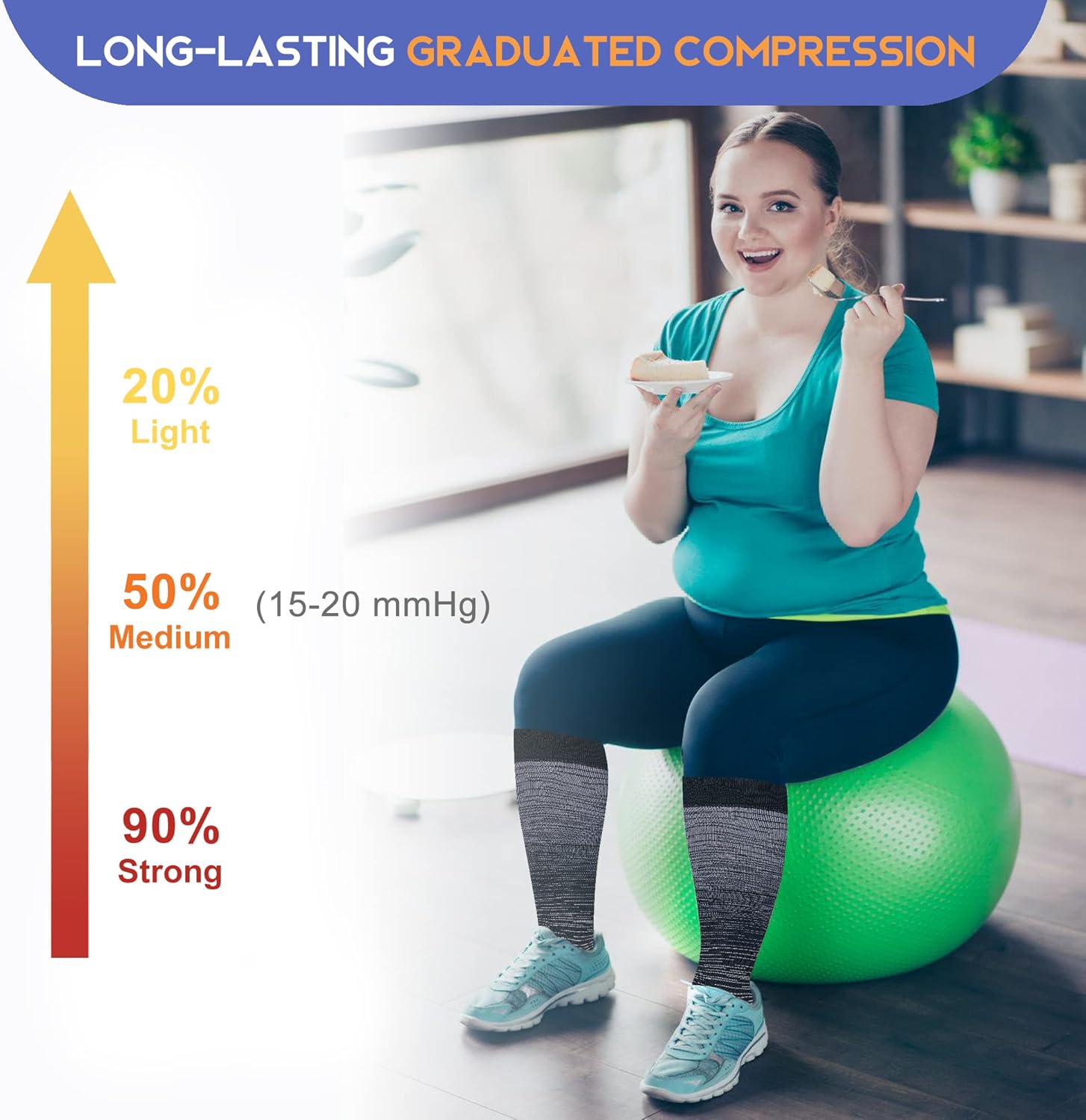 Thumbnail 3 de LEVSOX Plus Size Compression Socks for Wide Calf (15-20 mmHg) – Knee-High Support for Nurses, Pregnant Women, Travelers