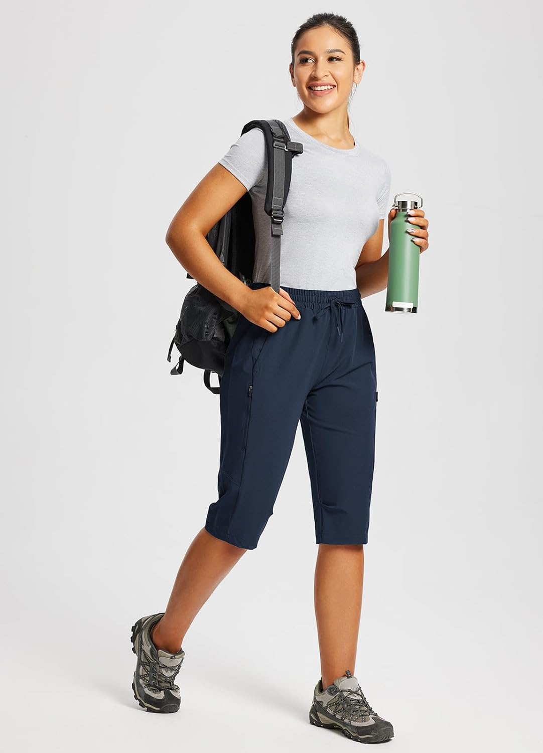 Detalle de Baleaf 15/17" Women's Hiking Shorts: Bermuda Long, Quick-Dry with 3 Pockets